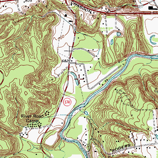 Topographic Map of Oxbow Lagoon, OH