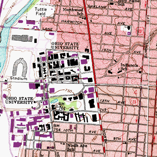 Topographic Map of Hughes Hall, OH