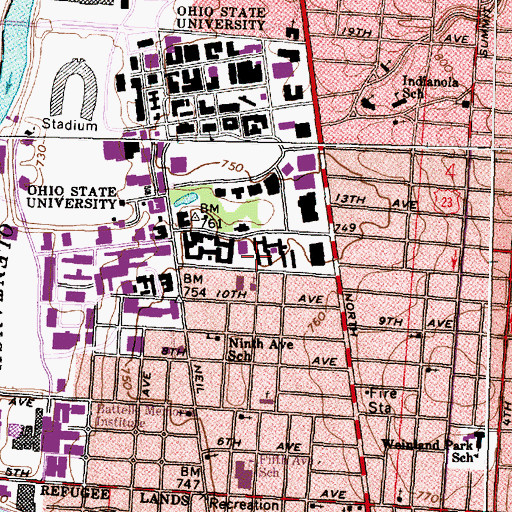 Topographic Map of Stradley Hall, OH