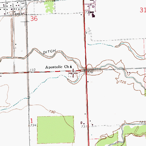 Topographic Map of Apostolic Cemetery, OH