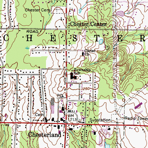 Topographic Map of Chester Elementary School, OH