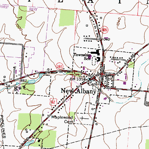 Topographic Map of Rose Run Park, OH