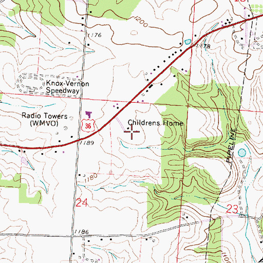 Topographic Map of Knox County Opportunity Center, OH