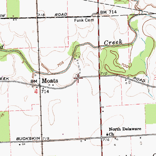 Topographic Map of Moats Cemetery, OH