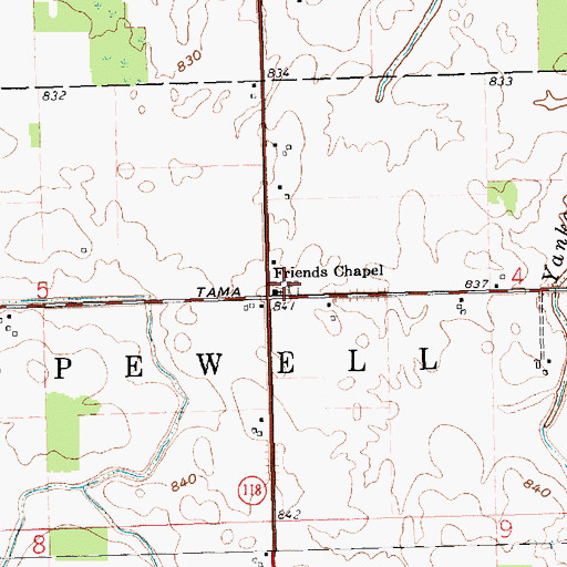 Topographic Map of Friends Cemetery, OH