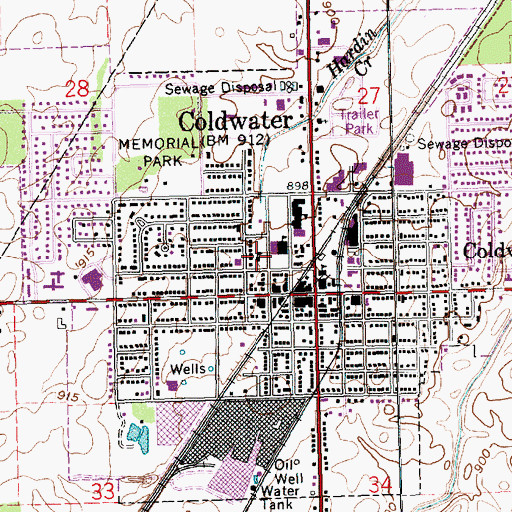 Topographic Map of Coldwater United Methodist Church, OH