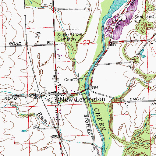 Topographic Map of New Lexington Cemetery, OH