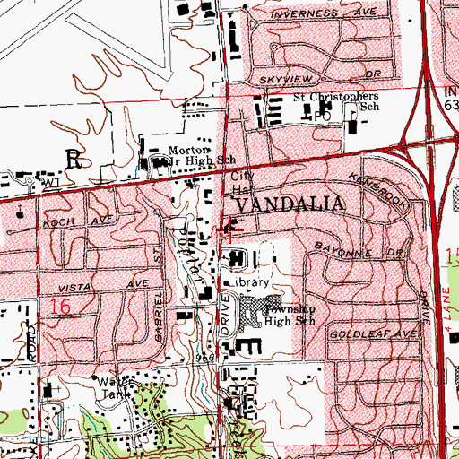 Topographic Map of Vandalia United Methodist Church, OH