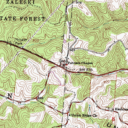 Topographic Map of Putnam Chapel, OH