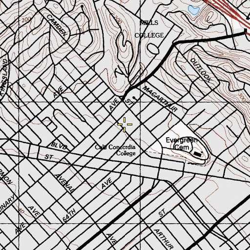 Topographic Map of Evangelical Lutheran Church of Our Redeemer, CA