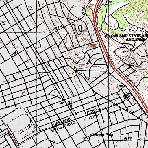Topographic Map of Grace Community Methodist Church, CA