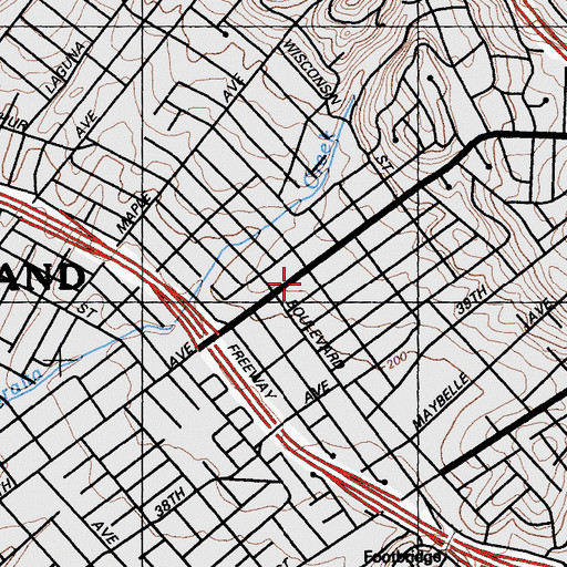 Topographic Map of Laurel Methodist Church, CA
