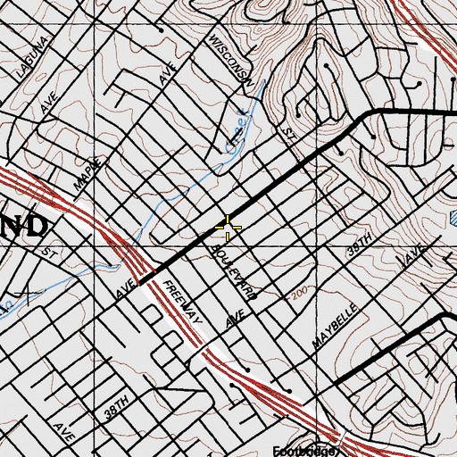 Topographic Map of Laurel Methodist Church, CA