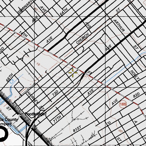 Topographic Map of Saint Anthonys Hall, CA
