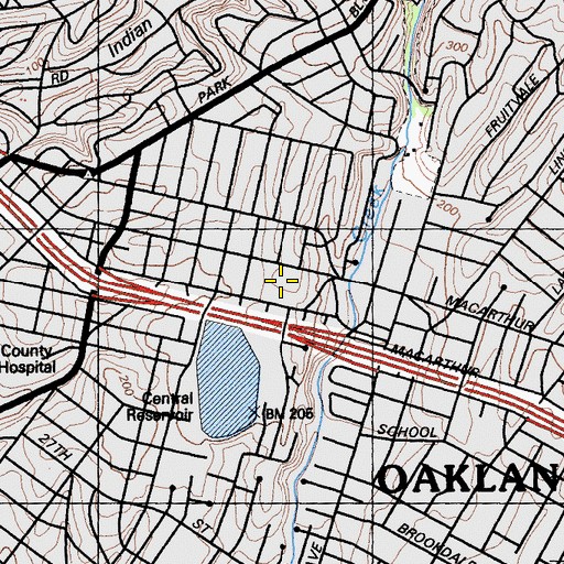 Topographic Map of Altenheim, CA