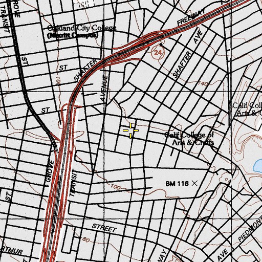 Topographic Map of Emmanuel Presbyterian Church, CA