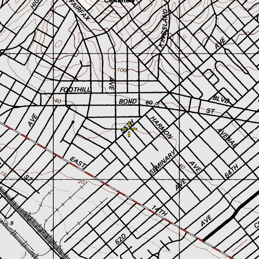 Topographic Map of Saint Johns Evangelical Lutheran Church, CA