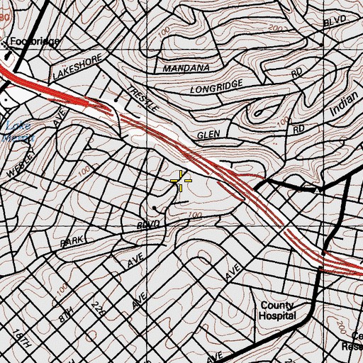 Topographic Map of Trinity Evangelical Lutheran Church, CA