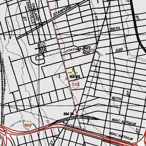 Topographic Map of Veterans Memorial Building, CA