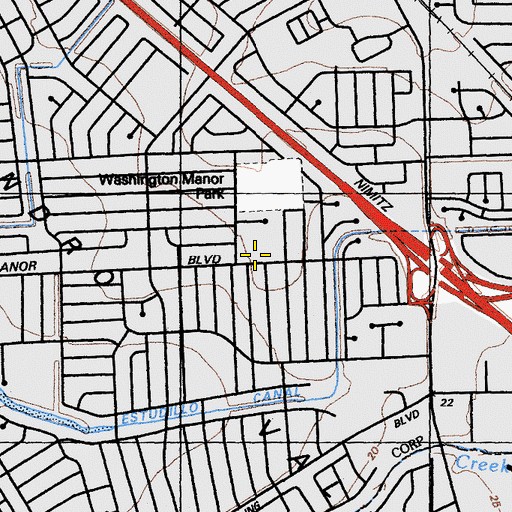 Topographic Map of Washington Manor Post Office, CA