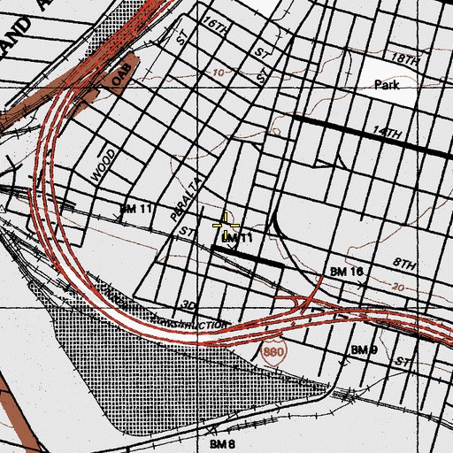 Topographic Map of Concord Baptist Church, CA