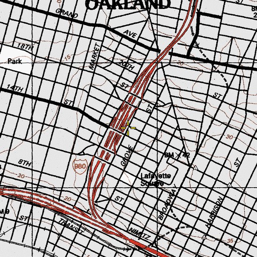 Topographic Map of First Unitarian Church, CA