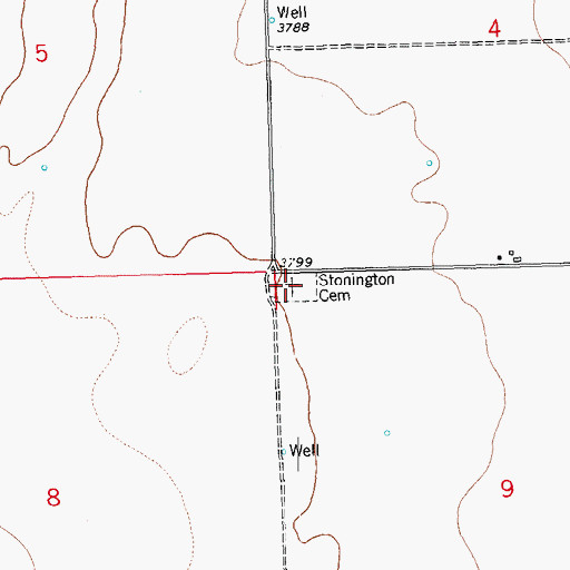 Topographic Map of Stonington Cemetery, CO