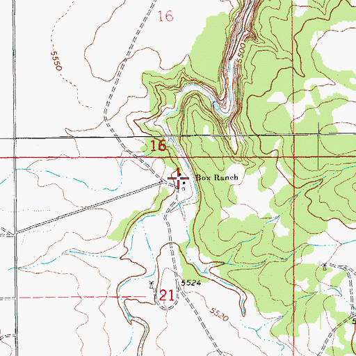 Topographic Map of Box Ranch, CO