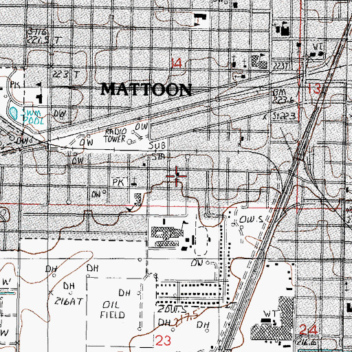 Topographic Map of Marshall Avenue Christian Church, IL