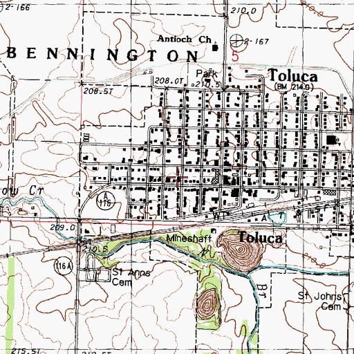 Topographic Map of Saint Anns Church, IL