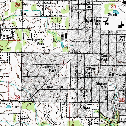 Topographic Map of Mount Zion Missionary Baptist Church, IL