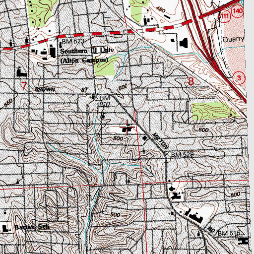 Topographic Map of Milton Public School (historical), IL