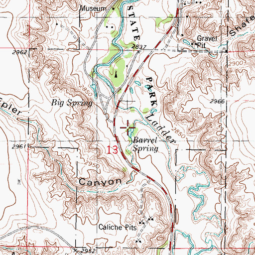 Topographic Map of Barrel Springs Trout Pond, KS