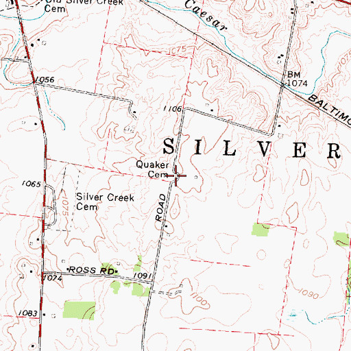 Topographic Map of Quaker Cemetery, OH