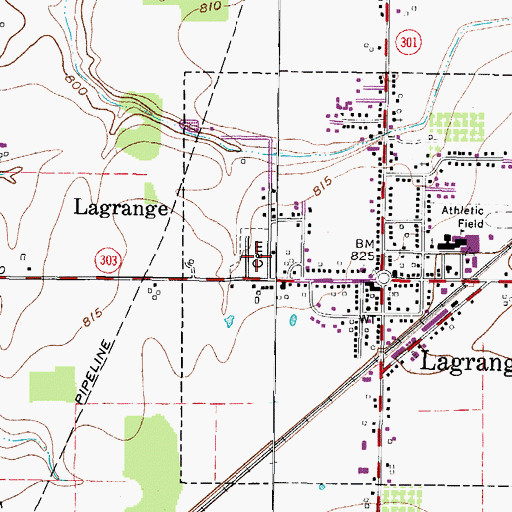 Topographic Map of La Grange Cemetery, OH