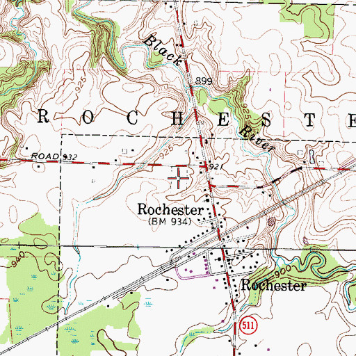 Topographic Map of Rochester Station Cemetery, OH