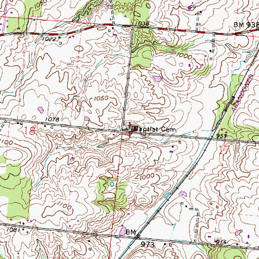 Topographic Map of Regular Baptist Cemetery, OH