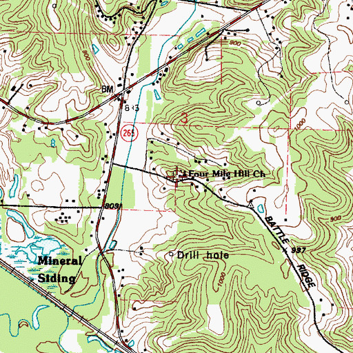 Topographic Map of Battle Ridge Cemetery, OH