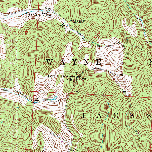 Topographic Map of Locust Grove Cemetery, OH
