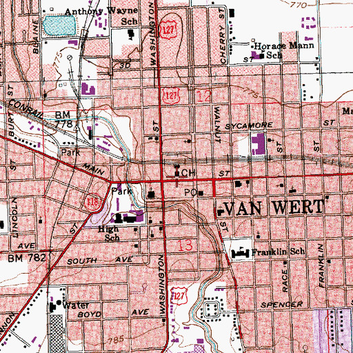 Topographic Map of Van Wert County Law Library, OH