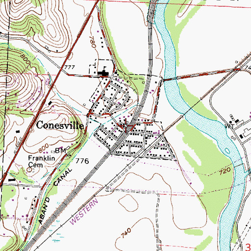 Topographic Map of Conesville Post Office, OH