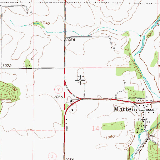 Topographic Map of Martell Lutheran Cemetery, WI