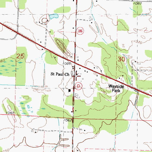 Topographic Map of Saint Pauls Lutheran Cemetery, WI