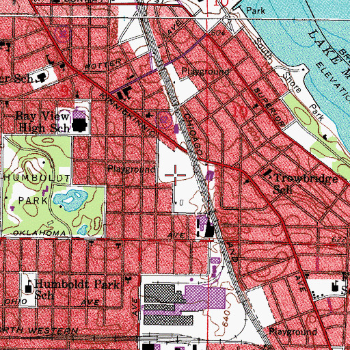 Topographic Map of Kinnickinnic Park, WI