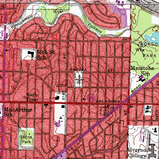 Topographic Map of Manitoba Park, WI
