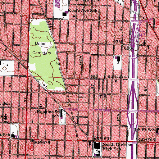Topographic Map of Metropolitan Missionary Baptist Church, WI