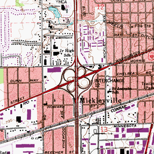 Topographic Map of Interchange 12, IN