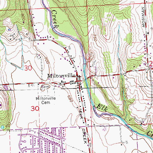 Topographic Map of Miltonville Post Office (historical), OH