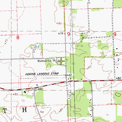 Topographic Map of Bethel Baptist Church Cemetery, IL