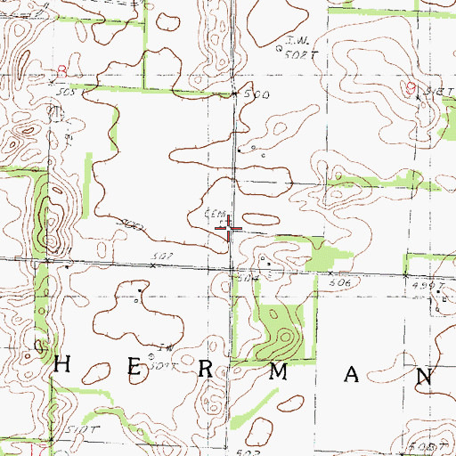 Topographic Map of Heater Cemetery, IL